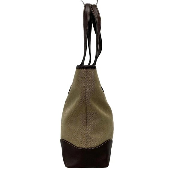 PRADA Logo Jacquard Beige Dark Brown Jacquard Leather Tote Bag 656-042725 - Picture 3 of 14